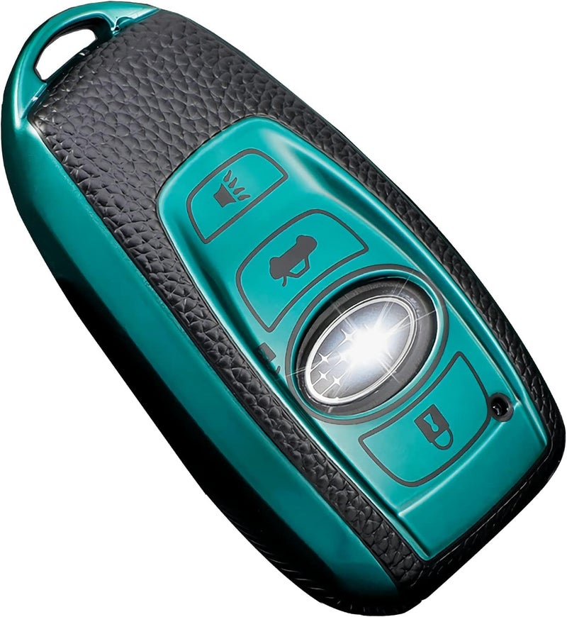 Cacacar for Subaru Key Fob Cover, Premium Soft TPU Leather Full Cover Protection Key Fob Case for Subaru Forester Outback BRZ Legacy CrossTrek Smart Key Protector ,Green - Image 1